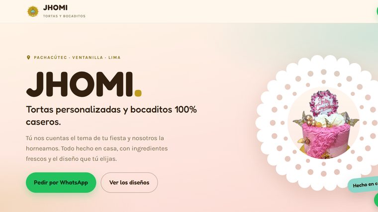 Web de JHOMI Tortas